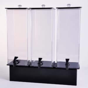 three 2-gallon drink dispensers