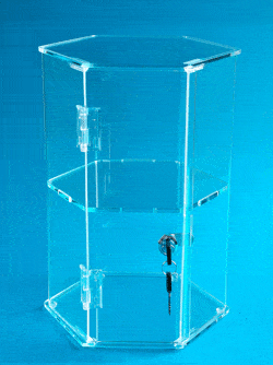 HX21LightBLUE one shelf display case